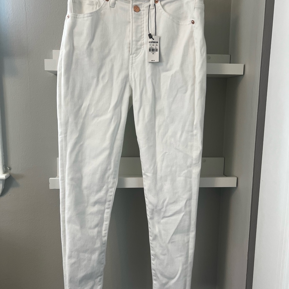 Brand New Express White Cropped Skinny High Rise Jeans